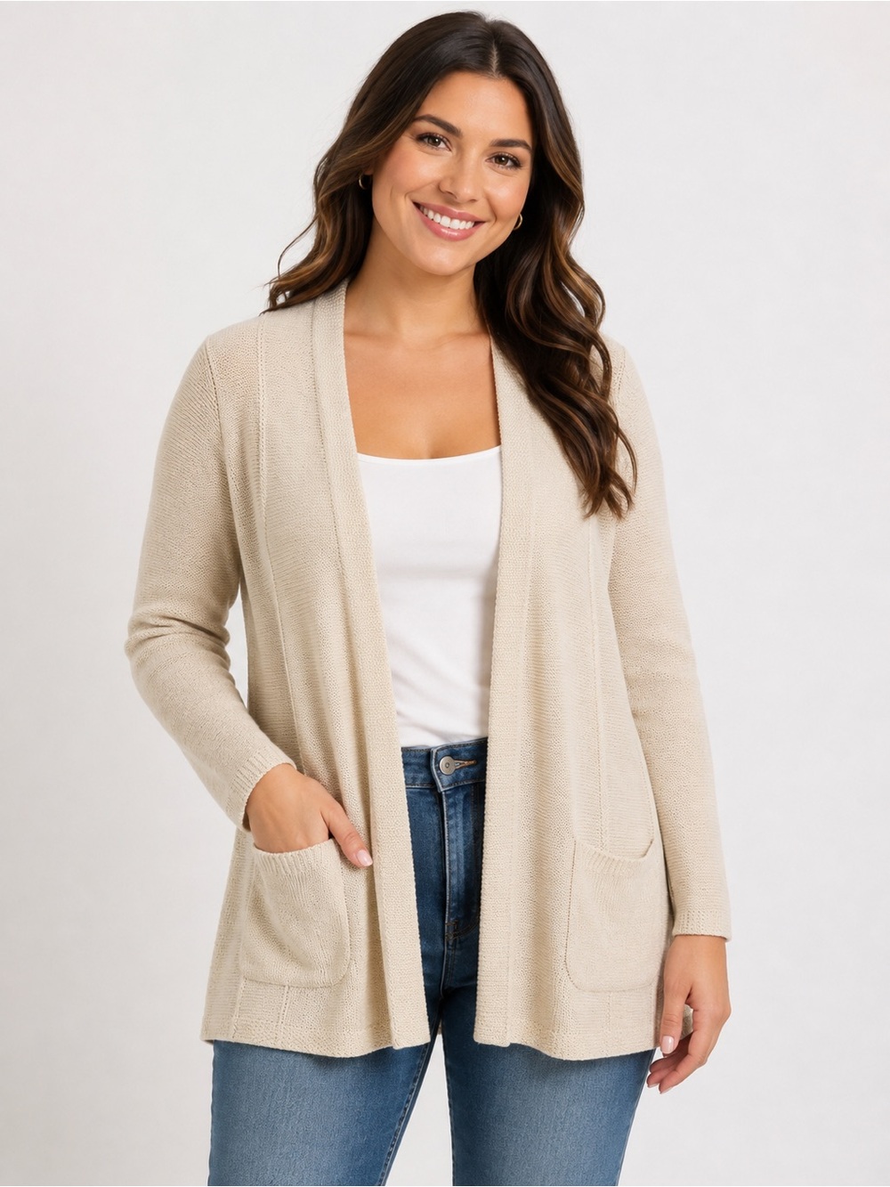 Anthro Angel of the North Cotton Blend Open Cascade Open Front Cardigan Sweater